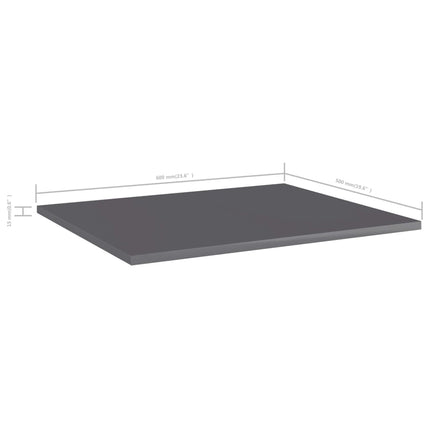 boghylder 8 stk. 60x50x1,5 cm konstrueret træ grå højglans