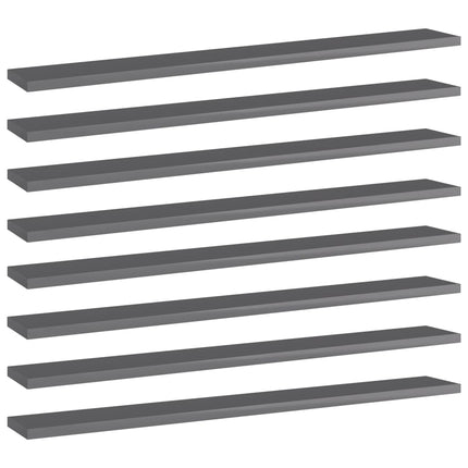 boghylder 8 stk. 80x10x1,5 cm konstrueret træ grå højglans