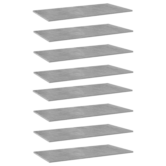 boghylder 8 stk. 80x30x1,5 cm konstrueret træ betongrå