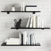 boghylder 8 stk. 80x30x1,5 cm konstrueret træ sort højglans
