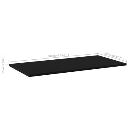boghylder 8 stk. 80x40x1,5 cm konstrueret træ sort