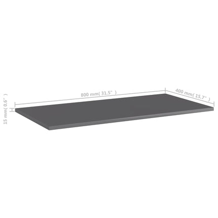 boghylder 8 stk. 80x40x1,5 cm konstrueret træ grå højglans