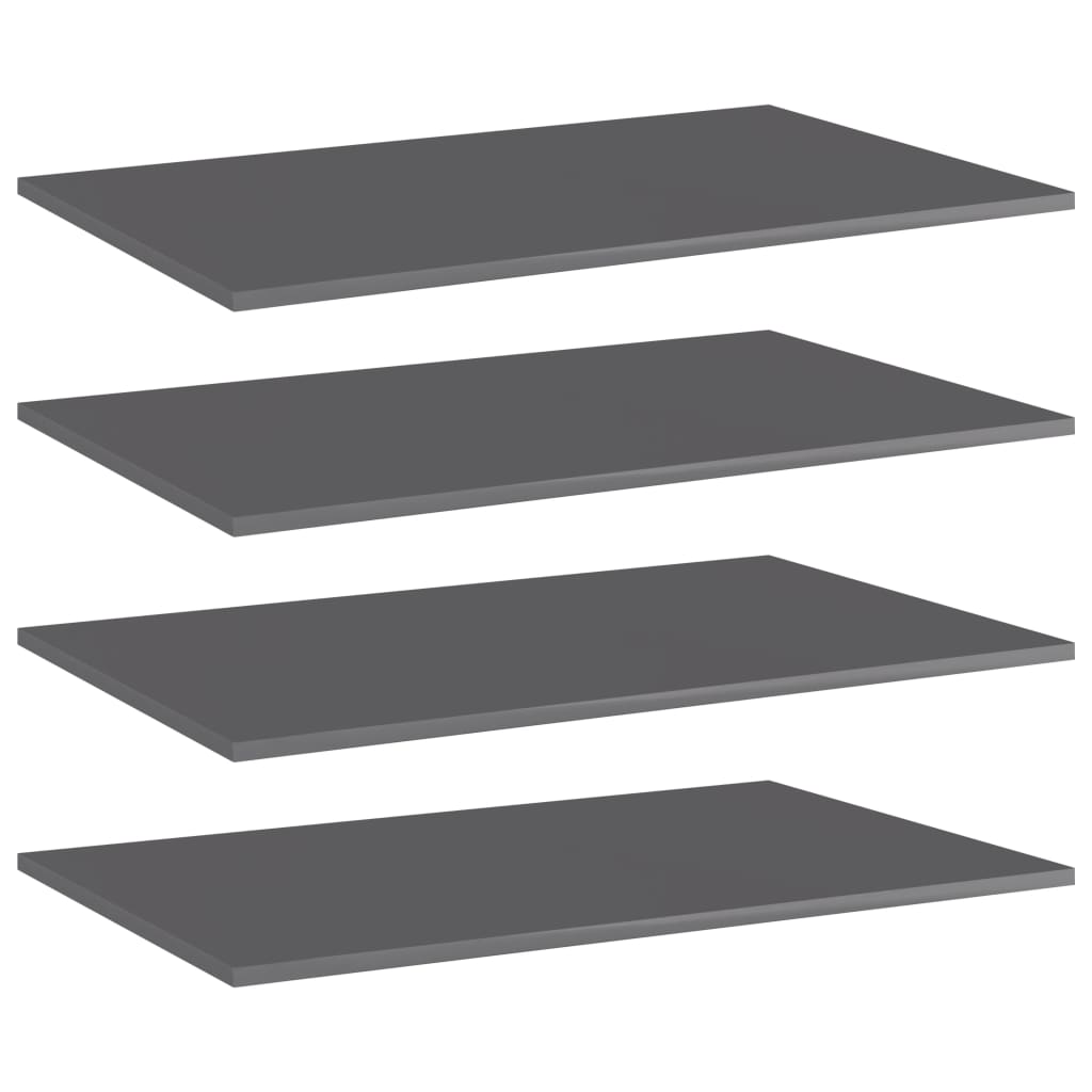 vidaXL boghylder 4 stk. 80x50x1,5 cm konstrueret træ grå højglans