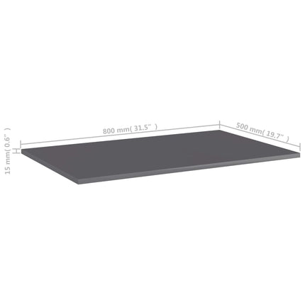 boghylder 4 stk. 80x50x1,5 cm konstrueret træ grå højglans
