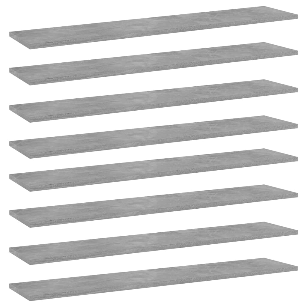 boghylder 8 stk. 100x20x1,5 cm konstrueret træ betongrå