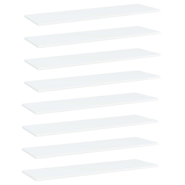 boghylder 8 stk. 100x30x1,5 cm konstrueret træ hvid