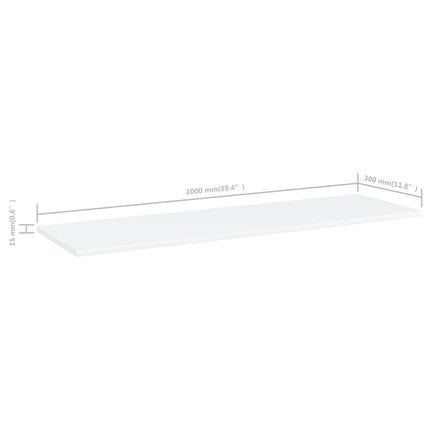 boghylder 8 stk. 100x30x1,5 cm konstrueret træ hvid