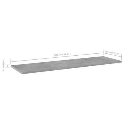 boghylder 8 stk. 100x30x1,5 cm konstrueret træ betongrå