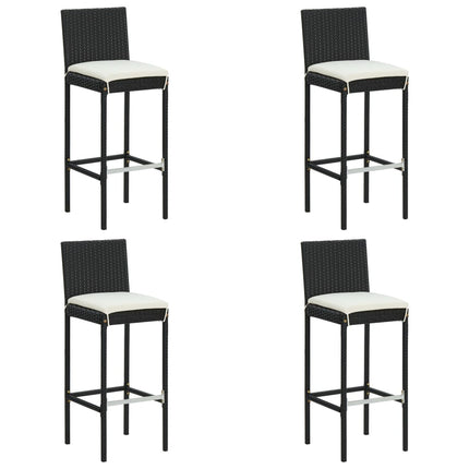 udendørs barsæt 5 dele med hynder polyrattan sort