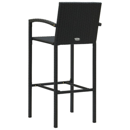 udendørs barsæt 5 dele med armlæn polyrattan sort