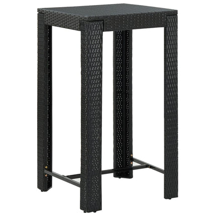 udendørs barsæt 5 dele med armlæn polyrattan sort