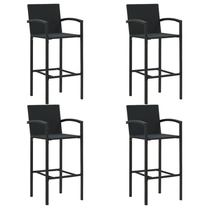 udendørs barsæt 5 dele med armlæn polyrattan sort