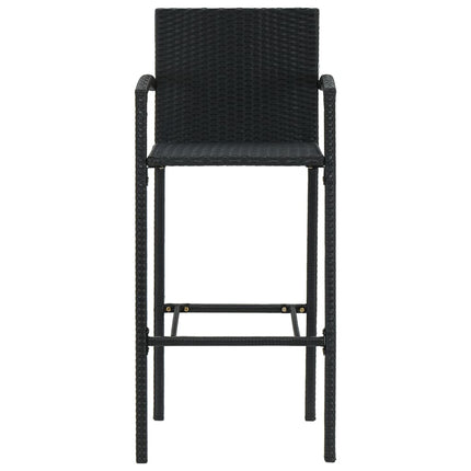 udendørs barsæt 5 dele med armlæn polyrattan sort