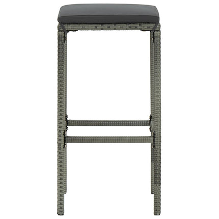 havebarsæt 5 dele med hynder polyrattan grå