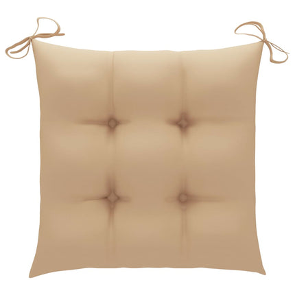 havestole 2 stk. med beige hynder massivt teaktræ