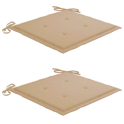 havestole med beige hynder 2 stk. massivt teaktræ