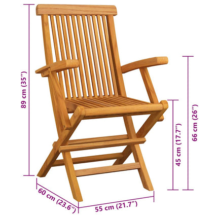 havestole med beige hynder 2 stk. massivt teaktræ