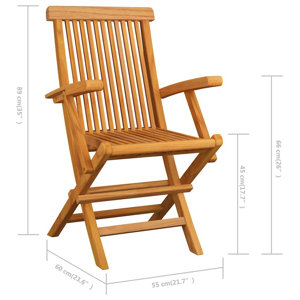 havestole med beige hynder 3 stk. massivt teaktræ