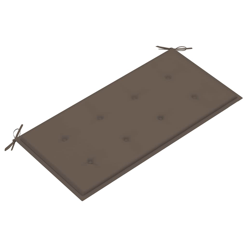 havebænk med gråbrun hynde 112 cm massivt teaktræ