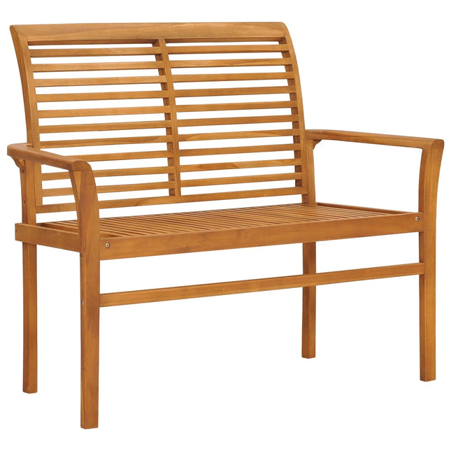 havebænk med grøn hynde 112 cm massivt teaktræ