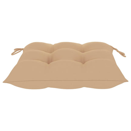 havestole 2 stk. med beige hynder massivt teaktræ