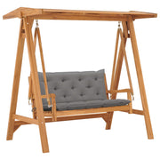 gyngesofa med grå hynde 170 cm massivt teaktræ