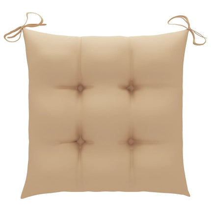havestole 2 stk. med beige hynder massivt teaktræ