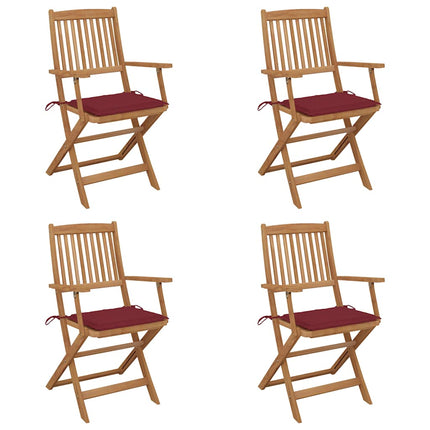 foldbare havestole 4 stk. med hynder massivt akacietræ