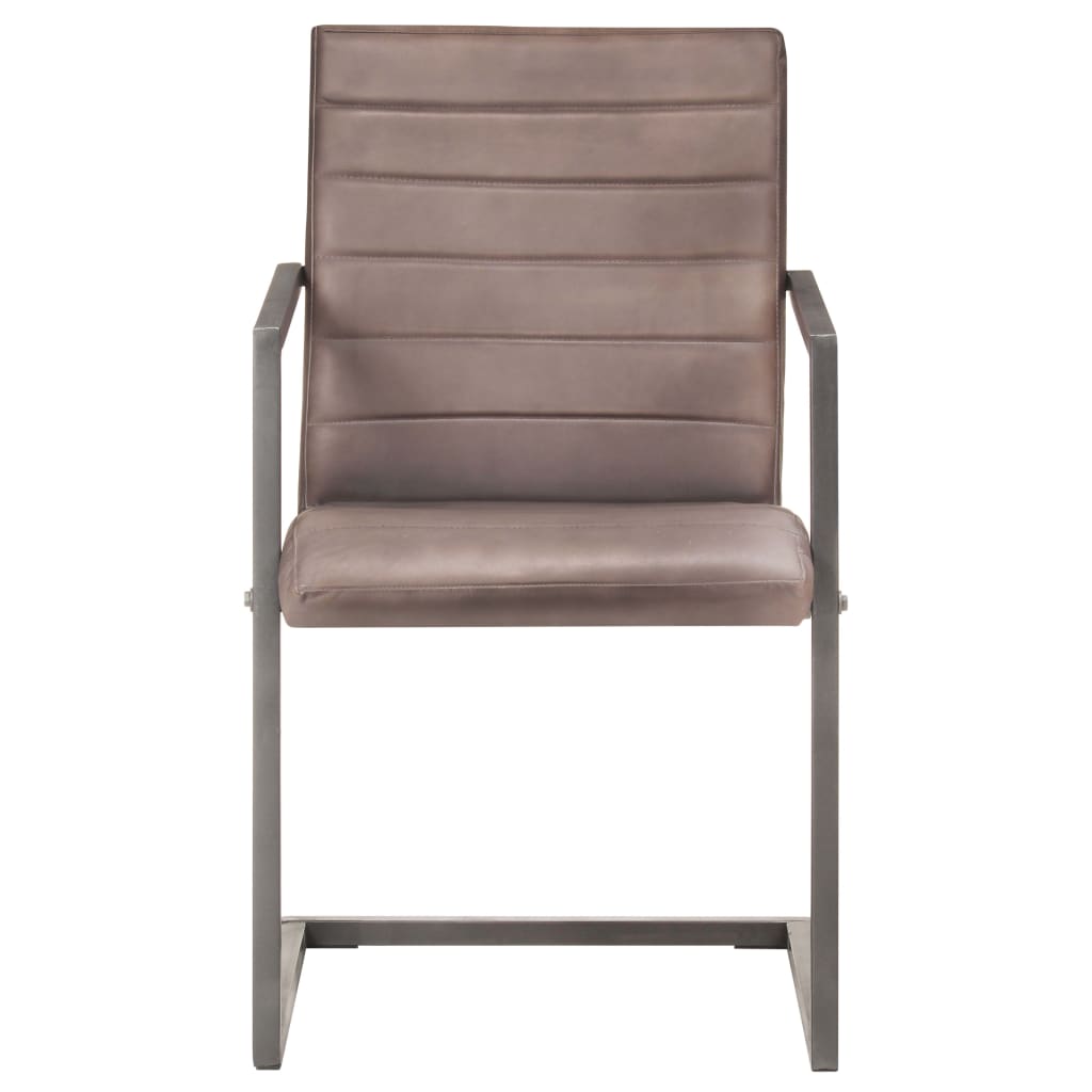 spisebordsstole med cantilever 6 stk. ægte læder brun