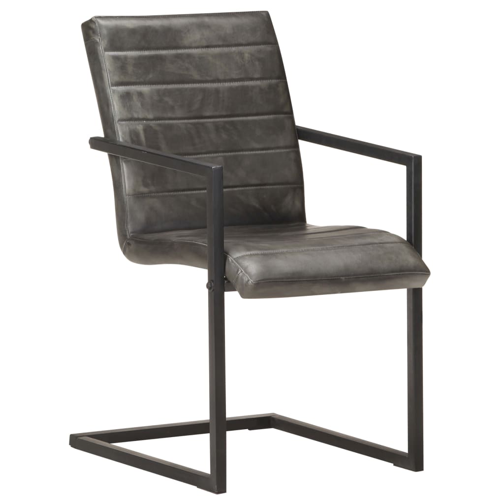 spisebordsstole 6 stk. med cantilever-design ægte læder grå