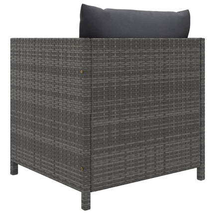 loungesæt til haven 5 dele med hynder polyrattan grå