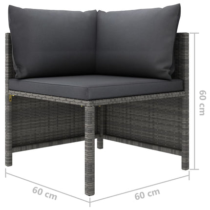 loungesæt til haven 7 dele med hynder polyrattan grå