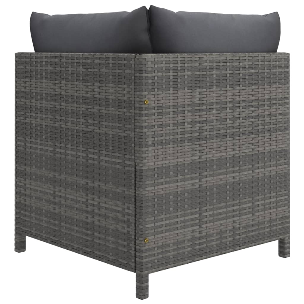 loungesæt til haven 8 dele med hynder polyrattan grå