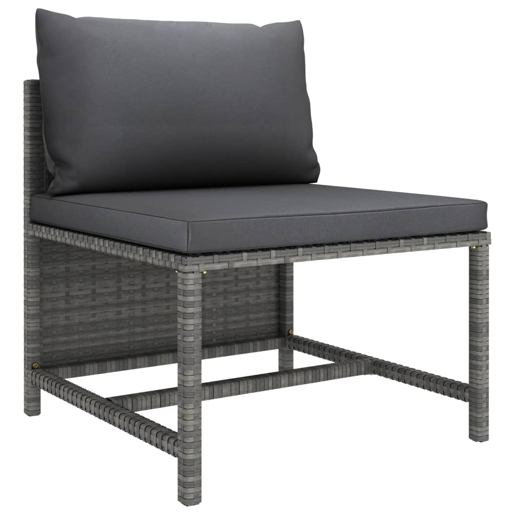 loungesæt til haven 8 dele med hynder polyrattan grå