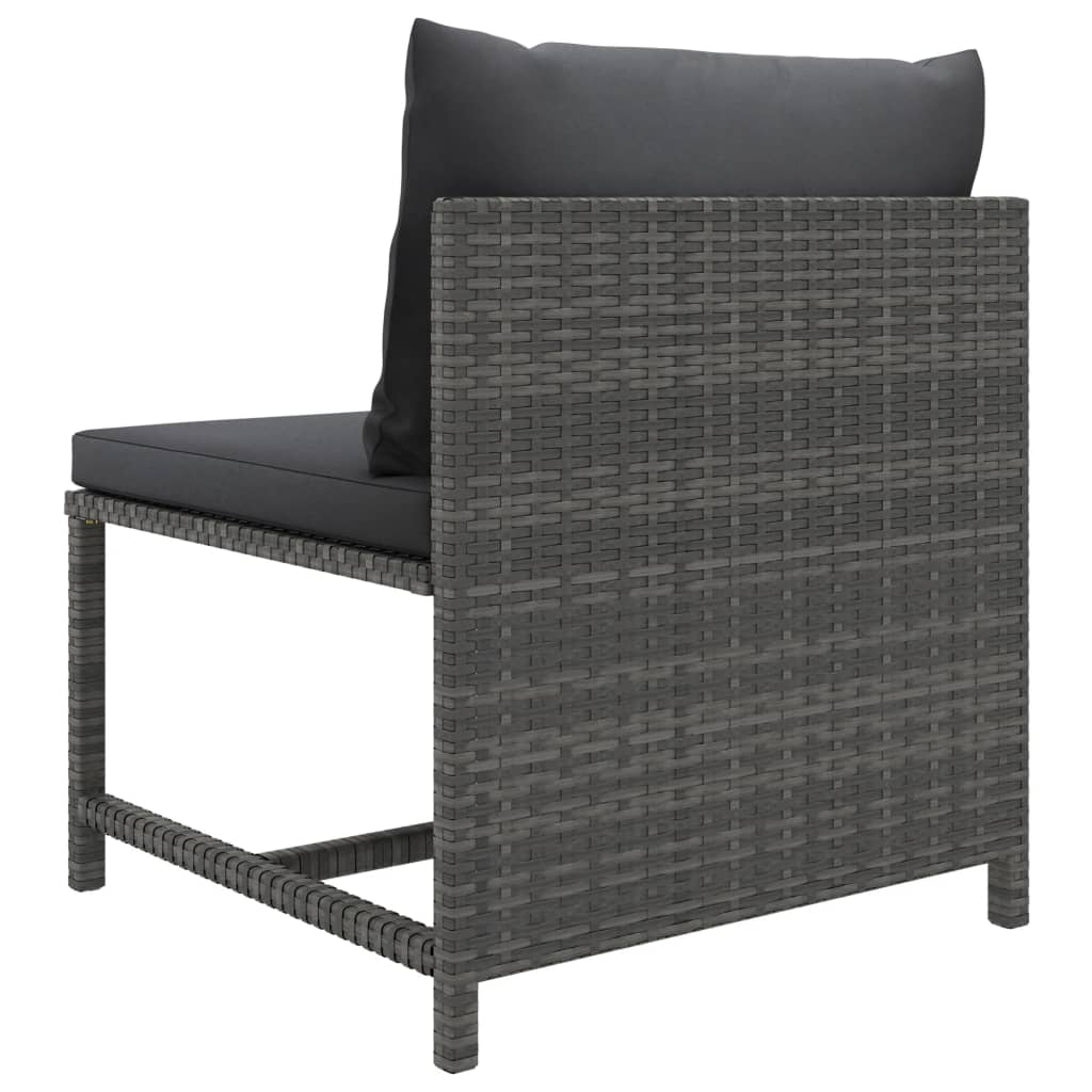 loungesæt til haven 8 dele med hynder polyrattan grå