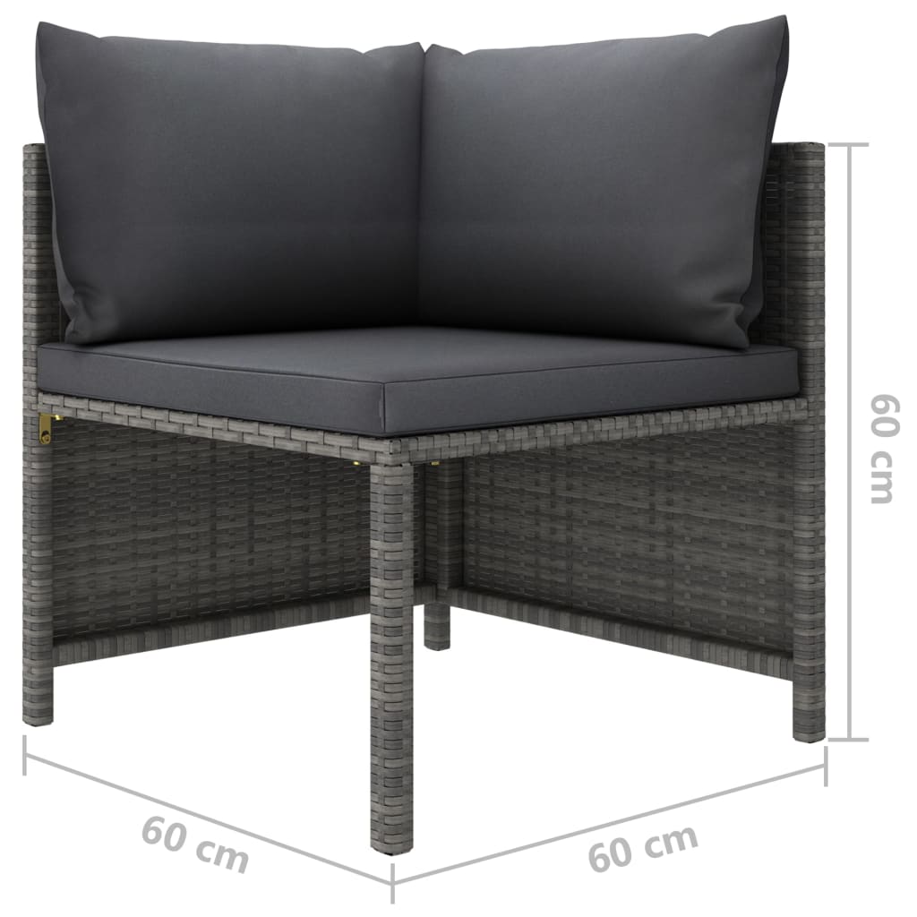 loungesæt til haven 8 dele med hynder polyrattan grå