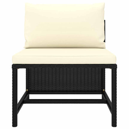 loungesæt til haven 5 dele med hynder polyrattan sort