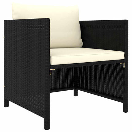 haveloungesæt 7 dele med hynder polyrattan sort