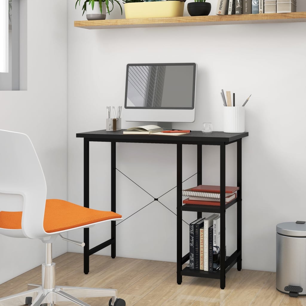computerbord 80x40x72 cm MDF og metal sort billede