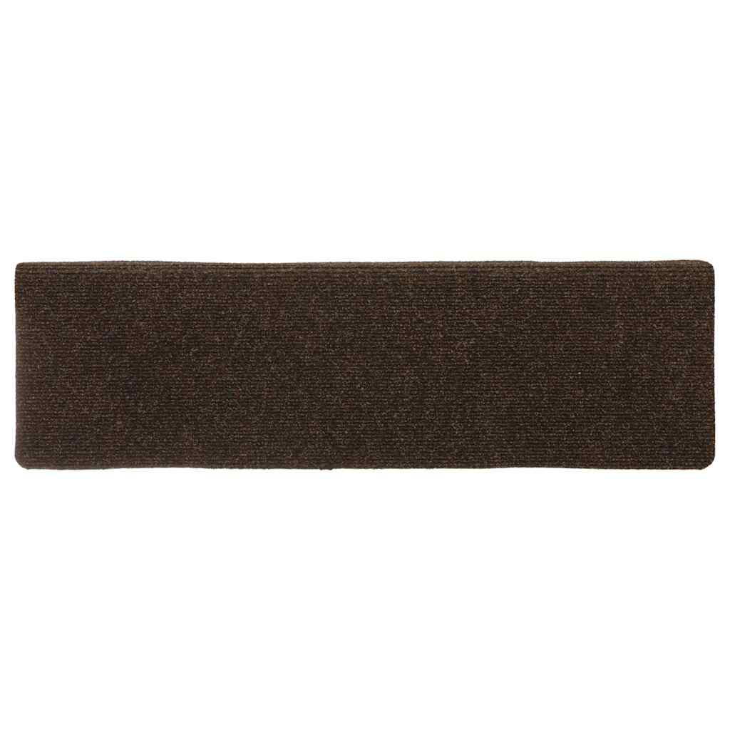 trappemåtter selvklæbende 15 stk. 65x21x4 cm brun rektangulær kant