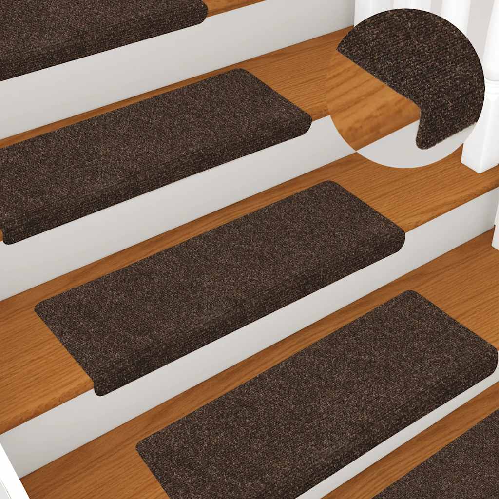 trappemåtter selvklæbende 15 stk. 65x21x4 cm brun rektangulær kant