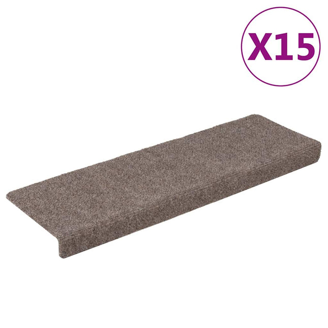 trappemåtter selvklæbende 15 stk. 65x21x4 cm beige rektangulær kant
