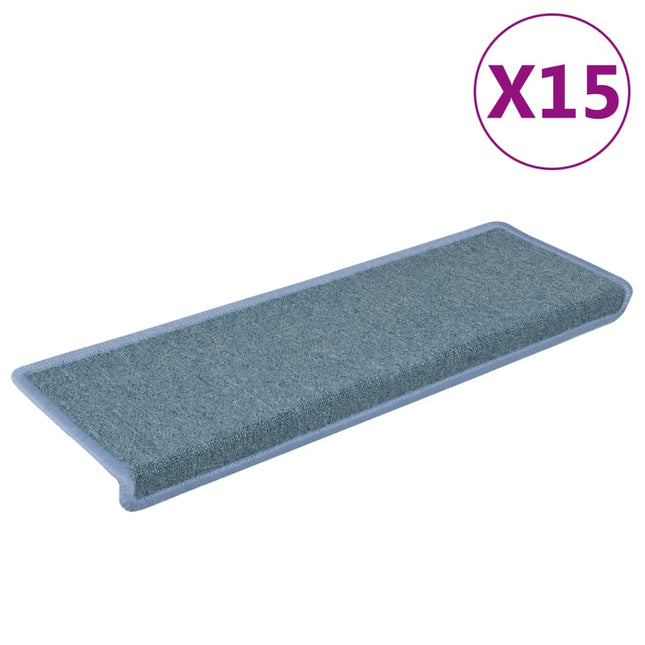 trappemåtter 15 stk. 65x21x4 cm havblå rektangulær kant