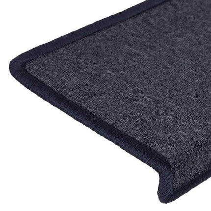 trappemåtter 15 stk. 65x21x4 cm mørkegrå og blå rektangulær kant