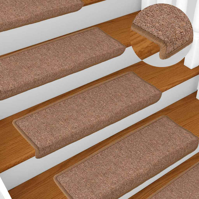 trappemåtter 15 stk. 65x21x4 cm brune rektangulære kanter