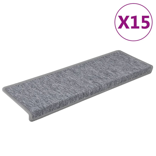 trappemåtter 15 stk. 65x21x4 cm lysegrå rektangulær kant