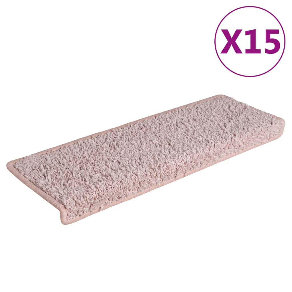 trappemåtter 15 stk. 65x21x4 cm lyserød rektangulær kant