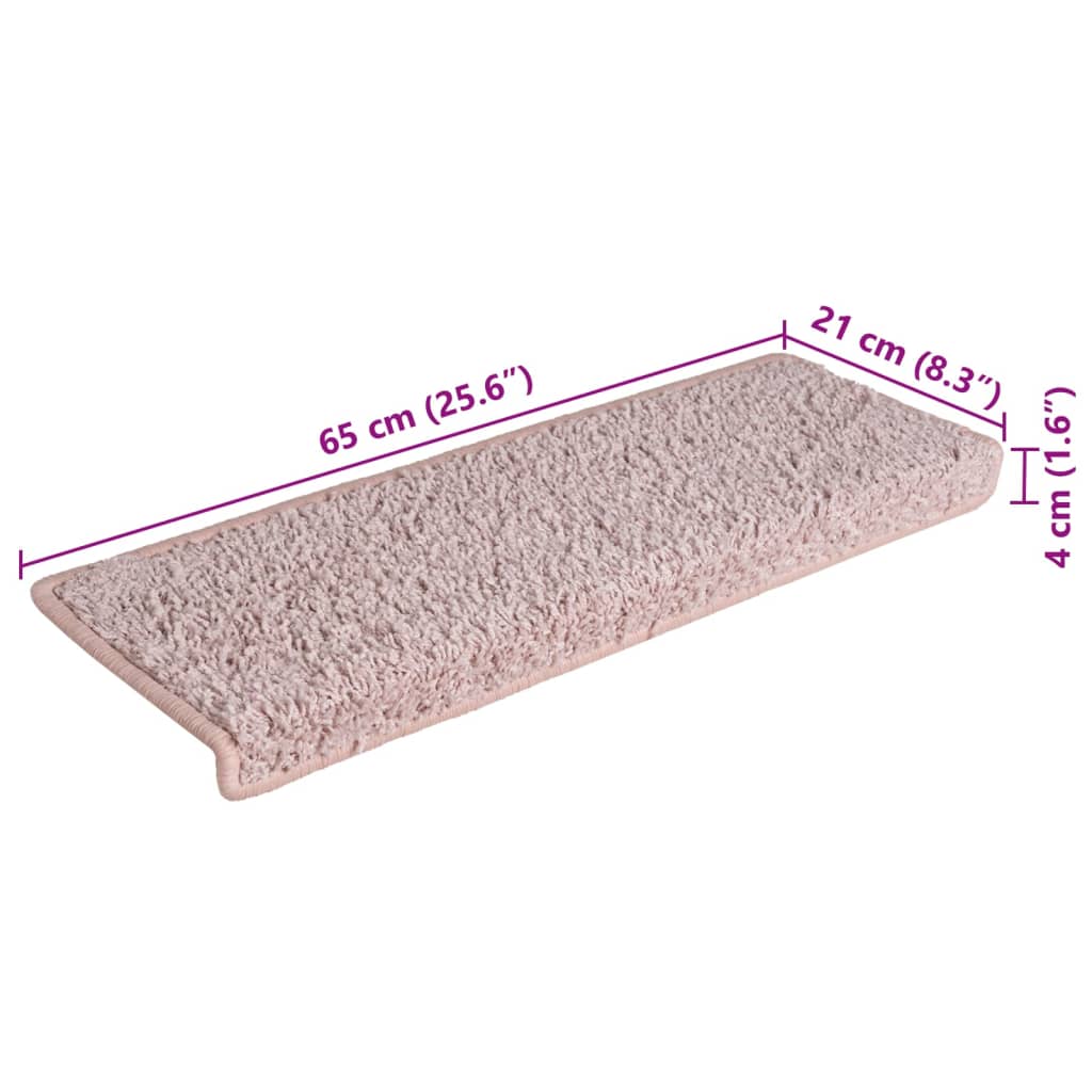 trappemåtter 15 stk. 65x21x4 cm lyserød rektangulær kant