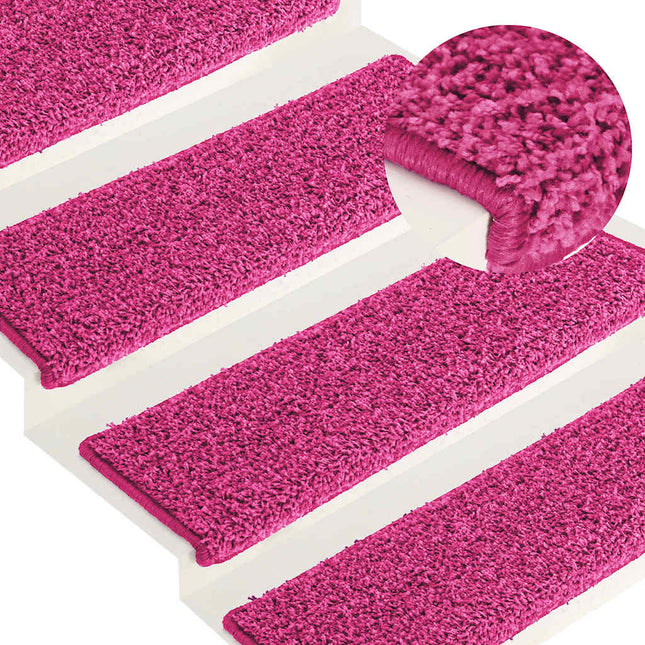 trappemåtter 15 stk. 65x21x4 cm lyserød rektangulær kant