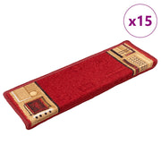 15 stk. trappemåtter 65x21x4 cm selvklæbende rød